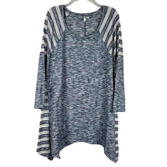 Cato Est. 1946 Striped Shark Tooth 3/4 Sleeve Top Large - Picture 1 of 11